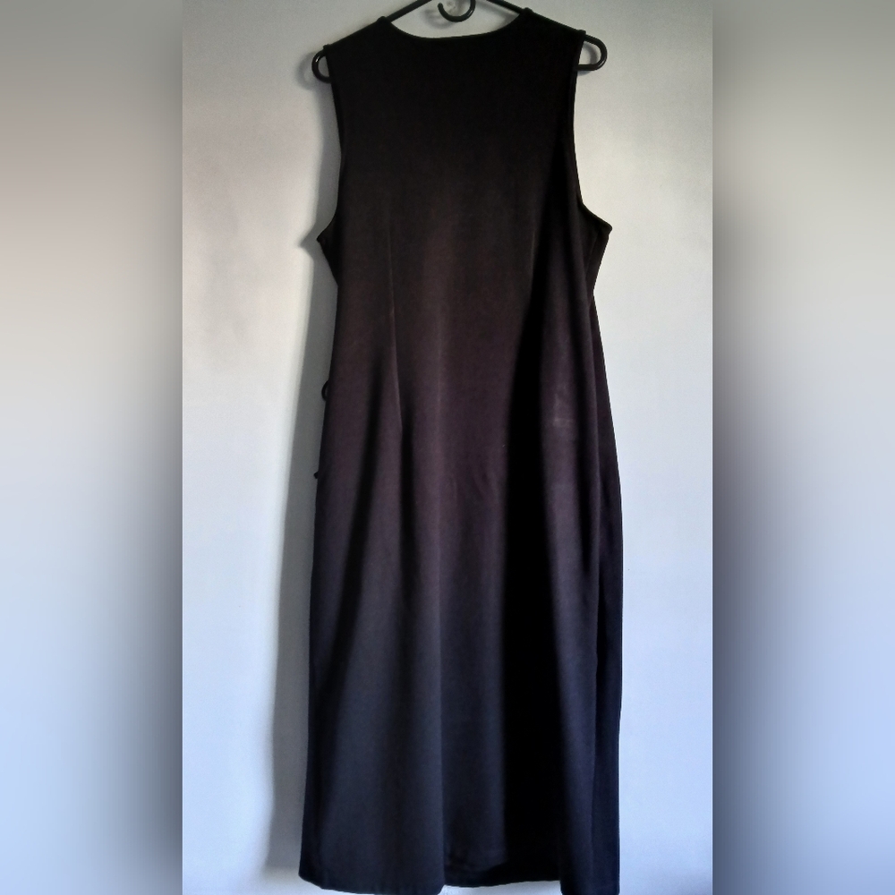 Women's Talbots Petite black rayon knit sleeveless long dress SzPL - Picture 9 of 13